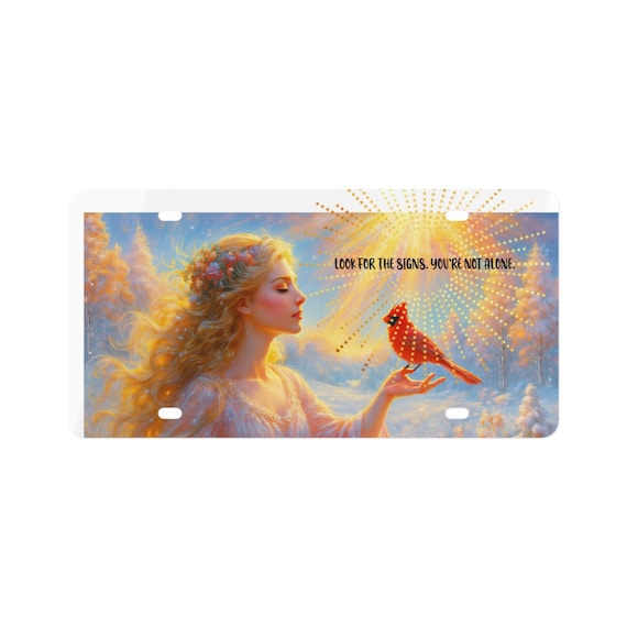 Angel and Cardinal License Plate, Inspirational Car Decor