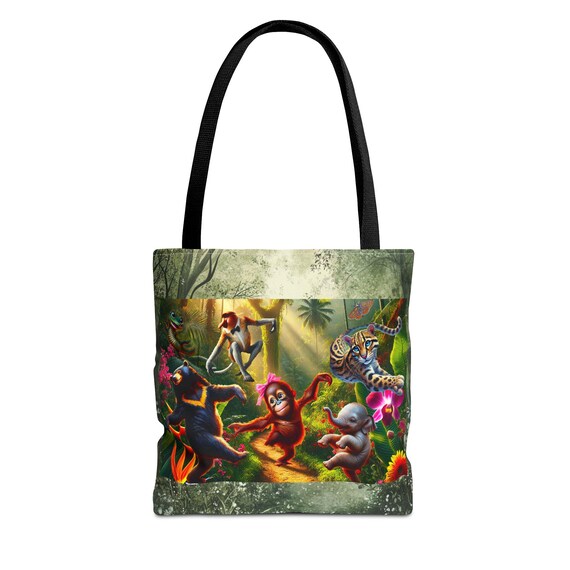 Jungle Animal Print Tote Bag: All-Over-Print Polyester Bag