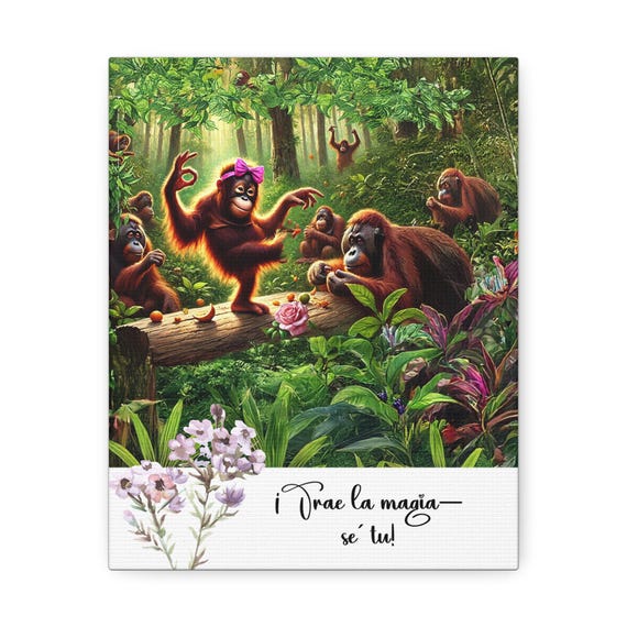 Jungle Orangutan Stretched Canvas Print: Indoor Wall Art