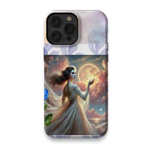 Elegante custodia per iPhone 14 Pro Max con motivo fantasy art, custodia per cellulare con donna mistica, custodia unica per iPhone 14 Pro Max, accessorio artistico per telefono