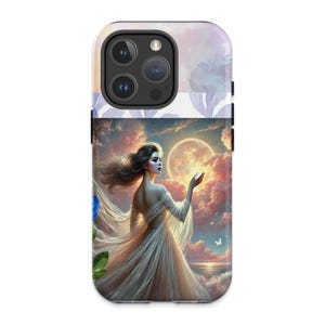 Custodia per iPhone 16 Pro Enchanted Goddess Art, cover per telefono Ethereal Maiden, design di donna mistica, arte elegante per iPhone, idea regalo unica