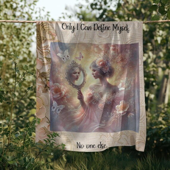 Bohemian Floral Blanket: Inspirational Quote, Vintage Artwork Throw