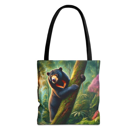 Sun Bear Tote Bag: Jungle Animal Art Print