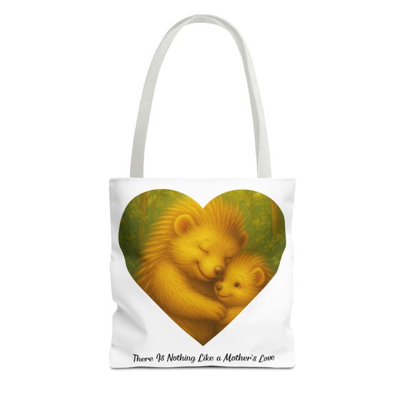 Mother's Love Hedgehog Tote Bag, Durable Polyester, Mom Gift