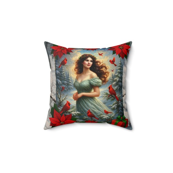 Cardinals Faux Suede Pillow, Boho Living Room Throw Cushion