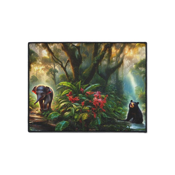 Floor Mat, Jungle Days Print, Wildlife Animal Lover Home Decor, Non-Slip Rug, Entrance Mat, Mudroom Carpet, Indoor Outdoor Mat