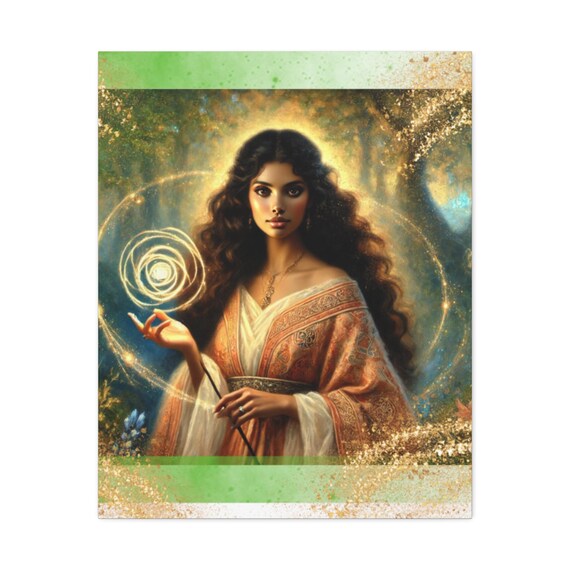 Bohemian Fantasy Canvas Art, Female Wizard Print