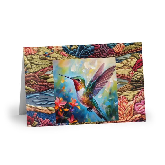 Hummingbird Note Card Set: Vibrant Semi-Glossy Greeting Cards
