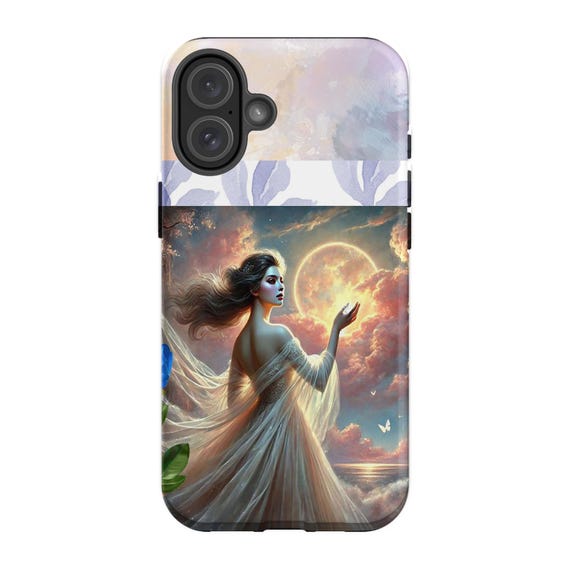 Moonlit Goddess iPhone 16 Plus Case: Celestial Angel Art