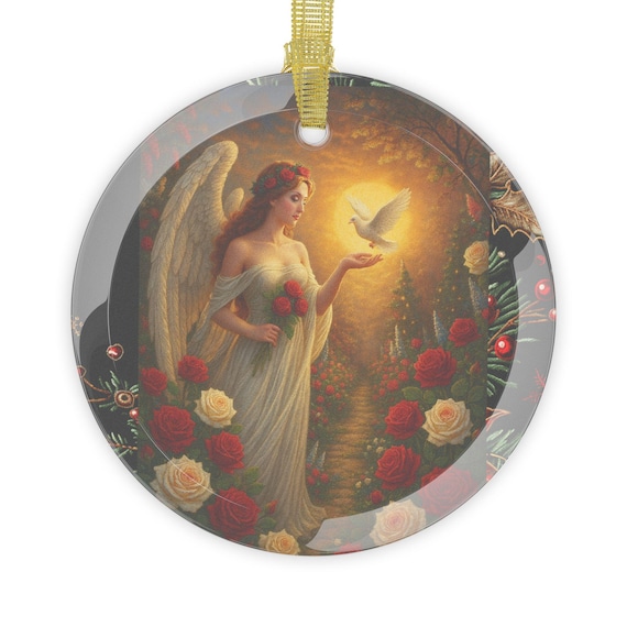 Peace Dove Christmas Ornament – Angel Art Glass Holiday Decor