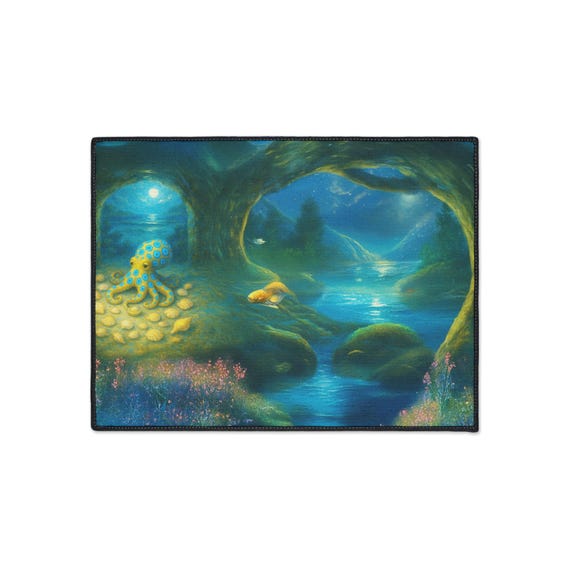 Floor Mat, Octopus Haven Design, Nautical Theme Nonslip Rug, Underwater Creature Home Decor, Sea Life Bathroom Mat, Coastal Kitchen Decor