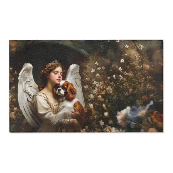 Area Rug, Victorian Angel with Cavalier King Charles Spaniel Home Decor, Floor Mat, Room Accent, Decorative Carpet, Dog Lover Gift