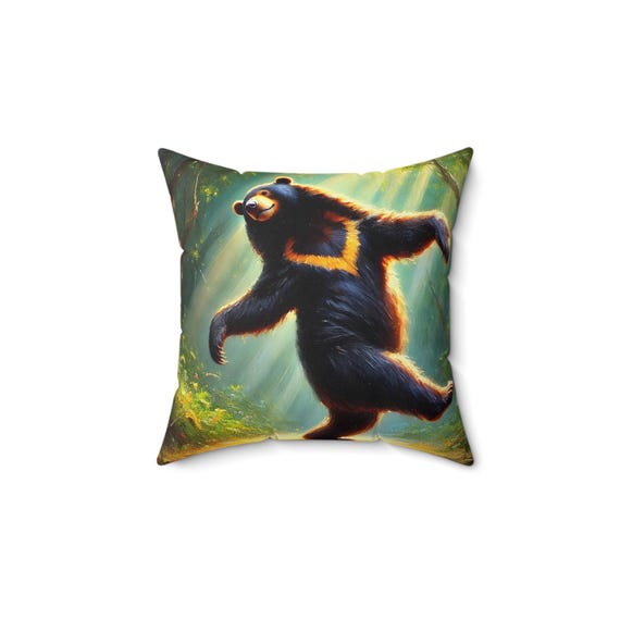 Bear Faux Suede Square Pillow: Double-Sided Print