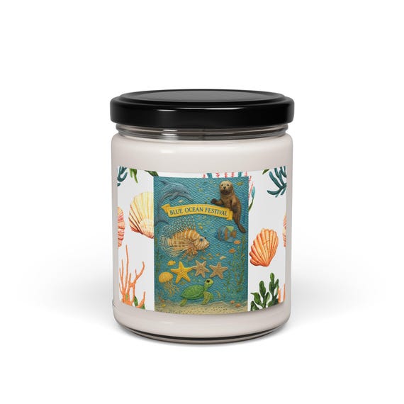 Blue Ocean Festival, Ocean-Inspired Scented Soy Candle, Relaxing Home Decor
