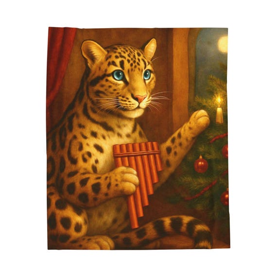 Whimsical Snow Leopard-- Soft Plush Cuddle Blanket, Warm Bedding Decor