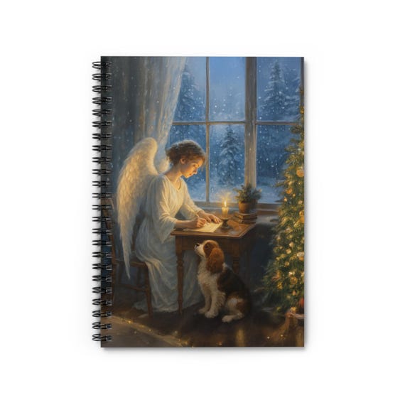 Angel Writing Christmas Notebook - Art Lover Gift
