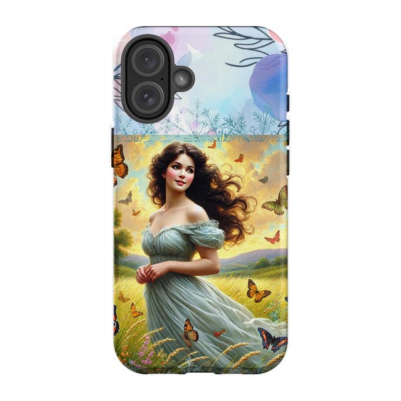 Elegant Butterfly Lady iPhone 16 Plus Case, Charming Aesthetic Design, Protective Cover for iPhone 16 Plus, Artistic Phone Case