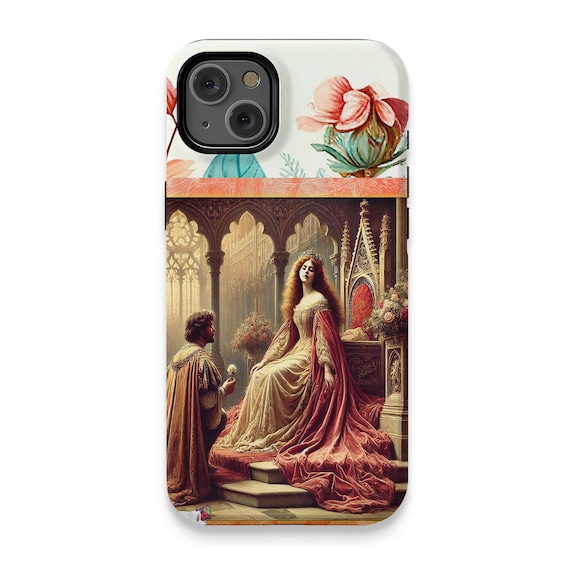 iPhone 14 Plus Glossy Phone Case: Medieval Royal Scene Art