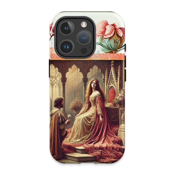 Medieval Queen Portrait iPhone 16 Pro Case: Vintage Floral Art