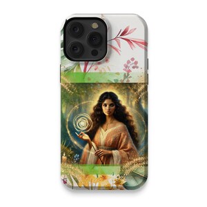 Custodia per iPhone 14 Pro Max con dea della foresta magica, cover morbida per iPhone con opera d'arte di donna mistica, elegante custodia per telefono a tema natura