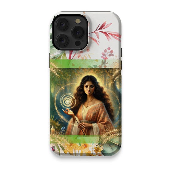 Forest Goddess iPhone 14 Pro Max Case: Mystical Woman Artwork