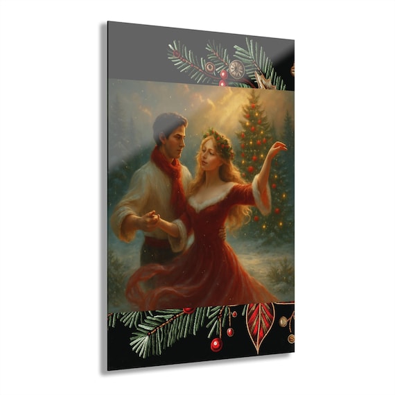 A Dance At Christmas Wall Art with French Cleat, Home Decor, Nature Artwork, Gift for Art Lovers, Elegant Decor