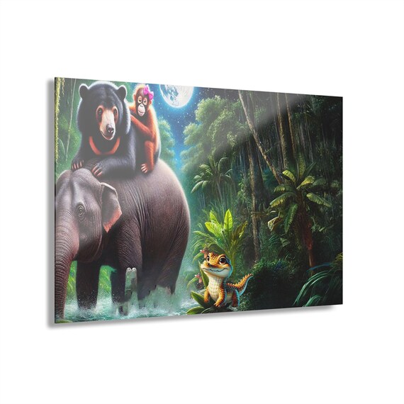 Under the Stars, Jungle Magic Wall Art Decor, French Cleat Hanging, Tropical Vibes, Home Office Decoration, Gift for Nature Lovers, Unique