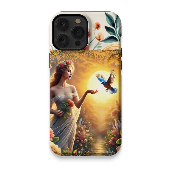 Divine Nature iPhone 14 Pro Max Case: Artistic Sunset Floral Cover