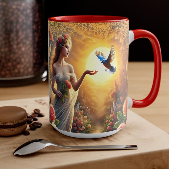 Artistic Floral Muse Accent Mug | Ceramic Coffee Tea Cup