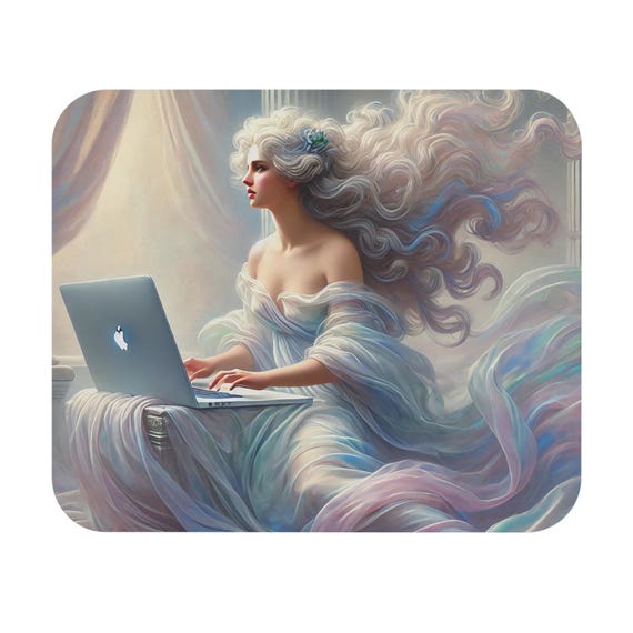 Ethereal Muse with Laptop Mouse Pad | Pastel Fantasy Desk Mat
