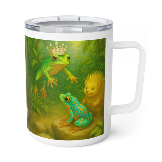 Frog & Hedgehog Insulated Coffee Mug, Stainless Steel 10oz