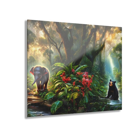 Acrylic Prints, Jungle Magic Wall Art Decor, French Cleat Hanging, Tropical Vibes, Home Office Decoration, Gift for Nature Lovers, Unique