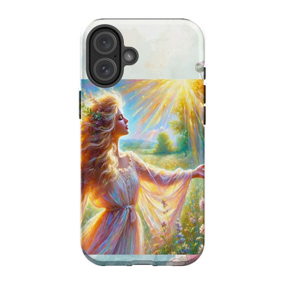 iPhone 16 Plus Case: Sunlit Field Artistic Illustration