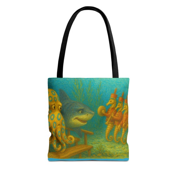 Sea Horse Band Tote Bag: Ocean Life, Nautical Gift