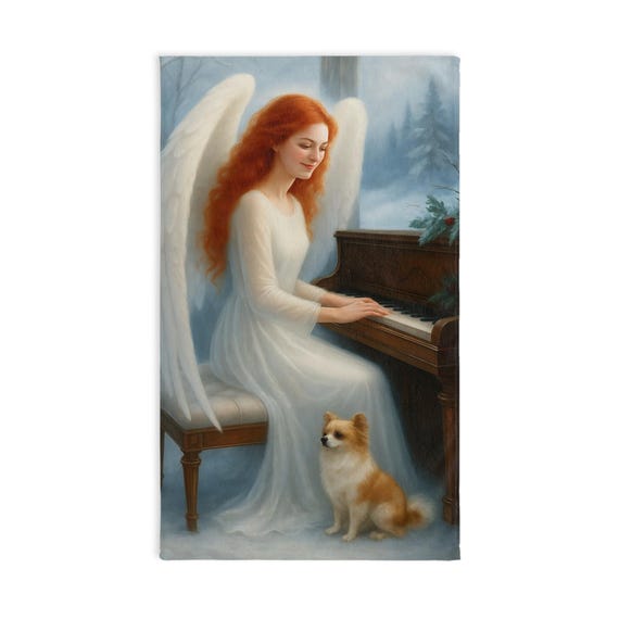 Musical Angel Hand Towel – Piano Art, Music Lover Gift