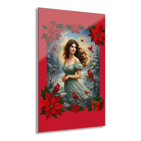 Acrylic Prints, 'Signs Everywhere' - Cardinal Christmas Wall Art, French Cleat Hanging, Holiday Wall Decor, Festive Bird Art, Home