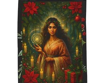 Wizard kerstfluwelen deken, kerstdeken, gezellig huisdecor, magisch cadeau, fantasie slaapkameraccessoire