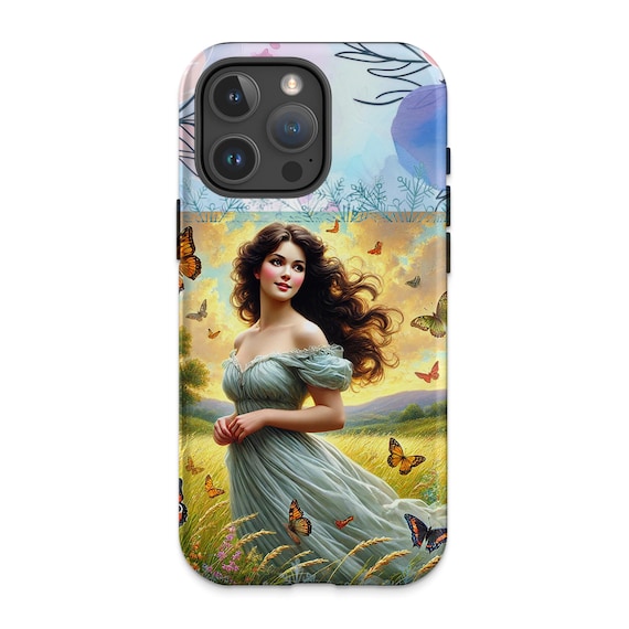 Butterfly Girl iPhone 16 Pro Max Case: Elegant Floral Art