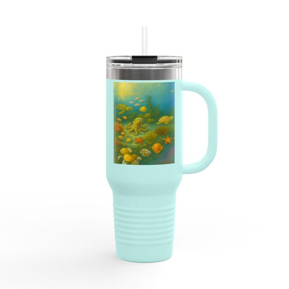 Ocean Life Insulated Travel Mug: 40oz Stainless Steel Coffee Cup