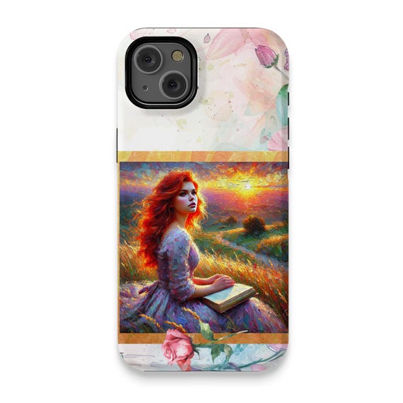 Sunset Girl iPhone 14 Plus Case: Artistic Protective Cover
