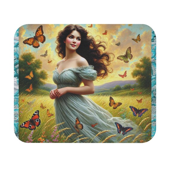Butterfly Maiden Mouse Pad | Rectangle Feminine Fantasy Art