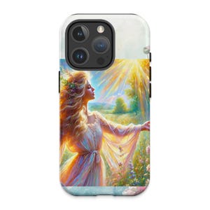 Custodia per iPhone 16 Pro Sunlit Woman Art, custodia artistica per telefono, accessorio unico per iPhone, design colorato, protezione di alta qualità, idea regalo