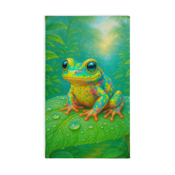 Rainbow Toad Hand Towel, Colorful Cute Bathroom Decor, Soft Absorbent Towel, Unique Gift for Frog Lovers, Vibrant Rainbow Design