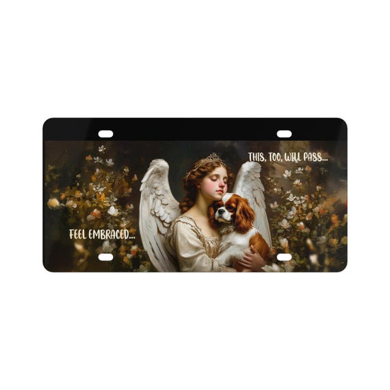 Angel Dog License Plate, 'This Too Will Pass', Aluminum Car Decor