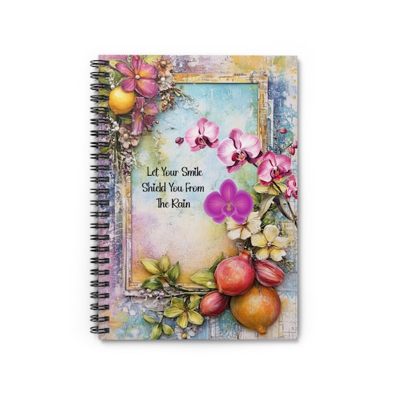 Floral Inspirational Spiral Notebook, Motivational Journal, Gift for Writers, Stationery, Artistic Notepad, Personal Organizer
