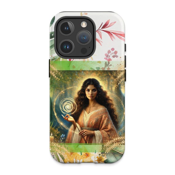 Enchanted Forest iPhone 16 Pro Case: Mystical Woman Art, Boho Style
