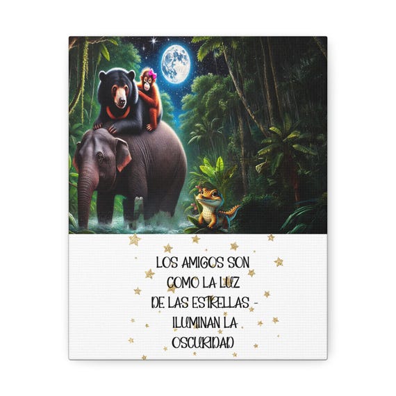 Jungle Animal Friends Stretched Canvas Print