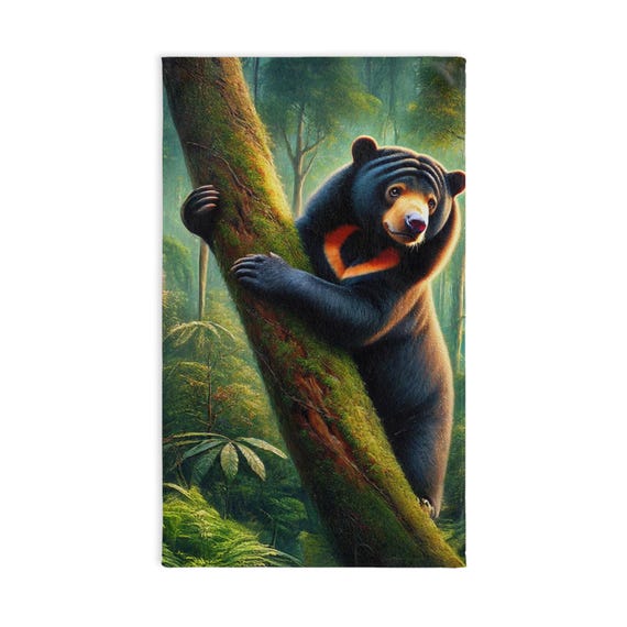 Sun Bear Antics Hand Towel - Cute Animal Bathroom Decor, Kitchen Towel for Animal Lovers, Gift for Nature Enthusiasts, Unique Hostess Gift,