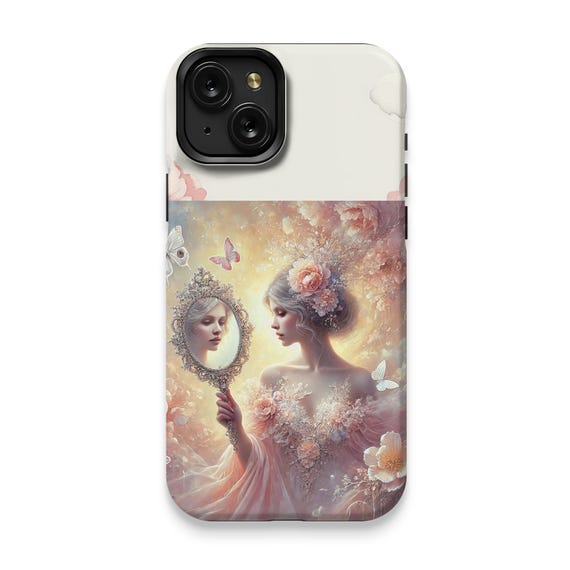 Floral Fantasy iPhone 15 Case: Glossy Butterflies Protective Cover