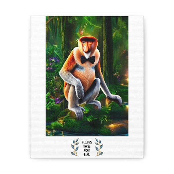 Proboscis Monkey Canvas Print: Humorous Animal Portrait, Indoor Art